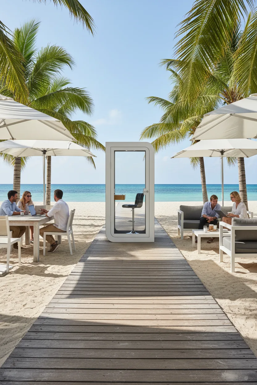 Cabine de réunion six personnes dans un siège premium