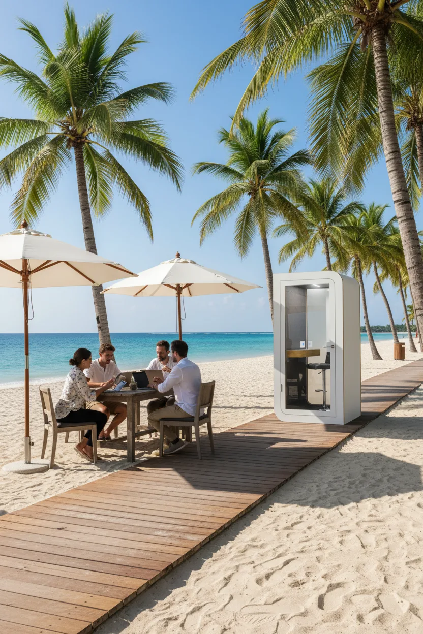 Cabine acoustique individuelle dans un bureau lumineux